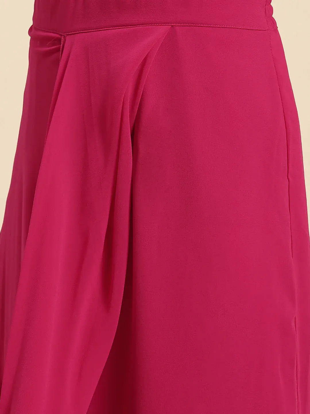 Blouse with prestiched frill Gown with Attached Drape