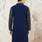 Men's Navy Blue Georgette Zari With Sequins Worked Kurta with Dupatta & Patiala Set