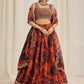 Stunning Orange Sequins Organza Party Wear Lehenga Choli With Dupatta