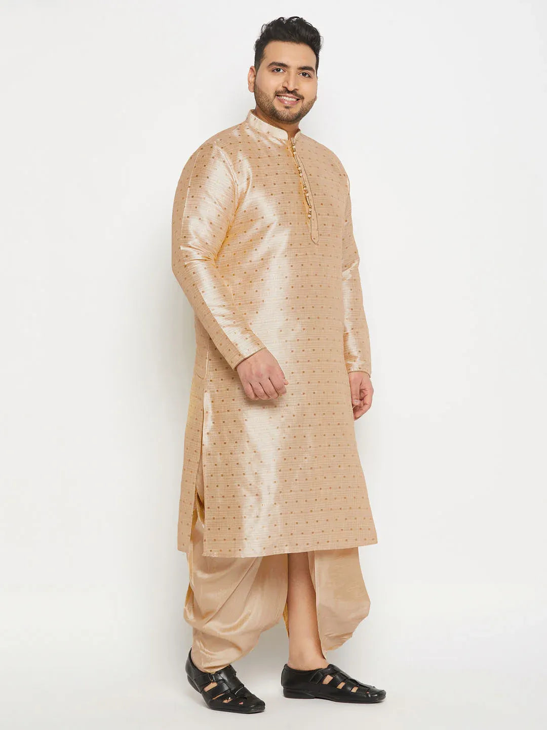 Men's Plus Size Zari Weaved Kurta Dhoti Set