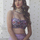 Fabulous Lavender Organza Lehenga With Embroidered Choli