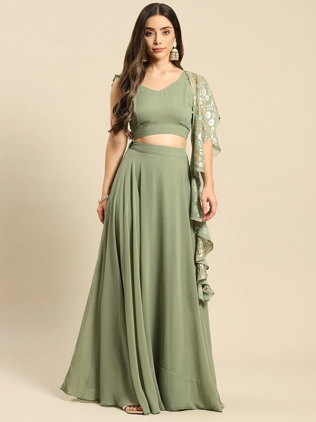 Flared skirt with crop top in Pastel Colors