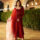 Maroon Blush Embroidered Georgette Suit Set