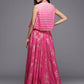 Pink Floral Printed Co-Ords Set with Sequins and Lace Detail