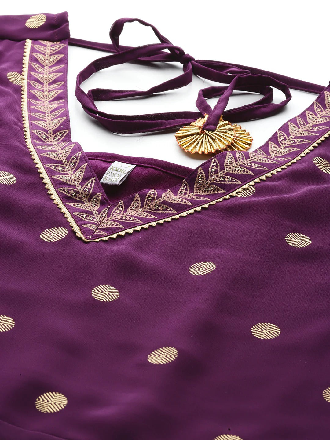 Plus Size Printed Empire Gotta Patti Kurta with Trousers & With Dupatta