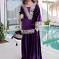Teal blue and purple velvet mirror work sharara set for women, festive party wear, view 8
