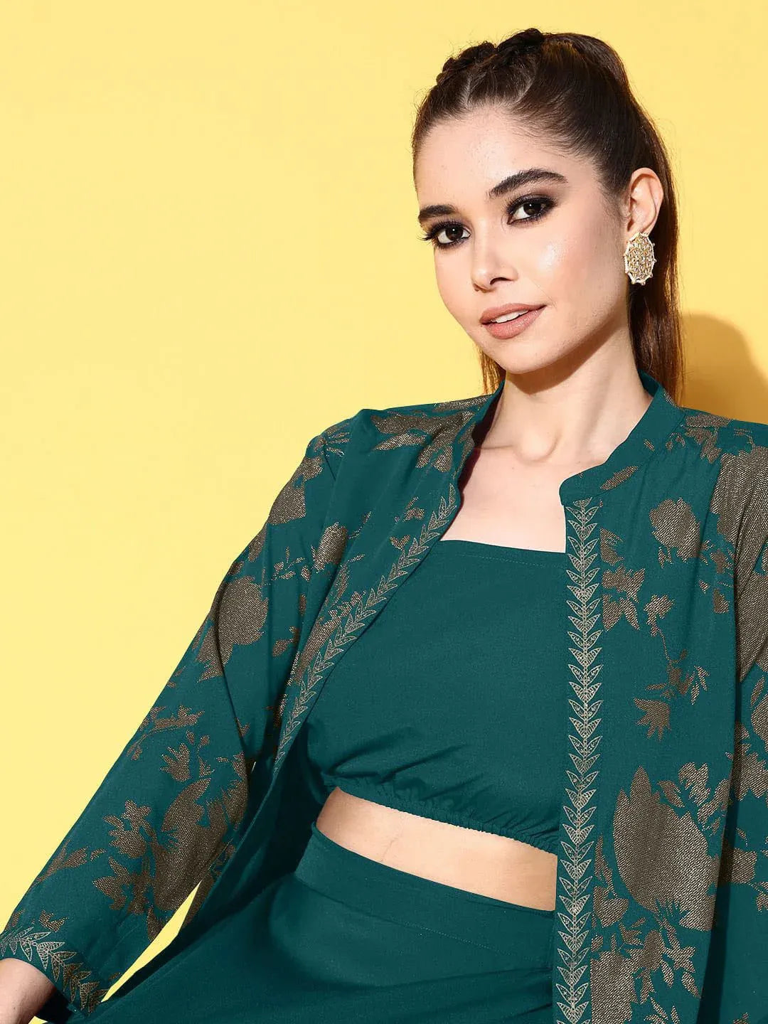 Stylish Printed Top & Jacket With Skirt - Co-ord Set