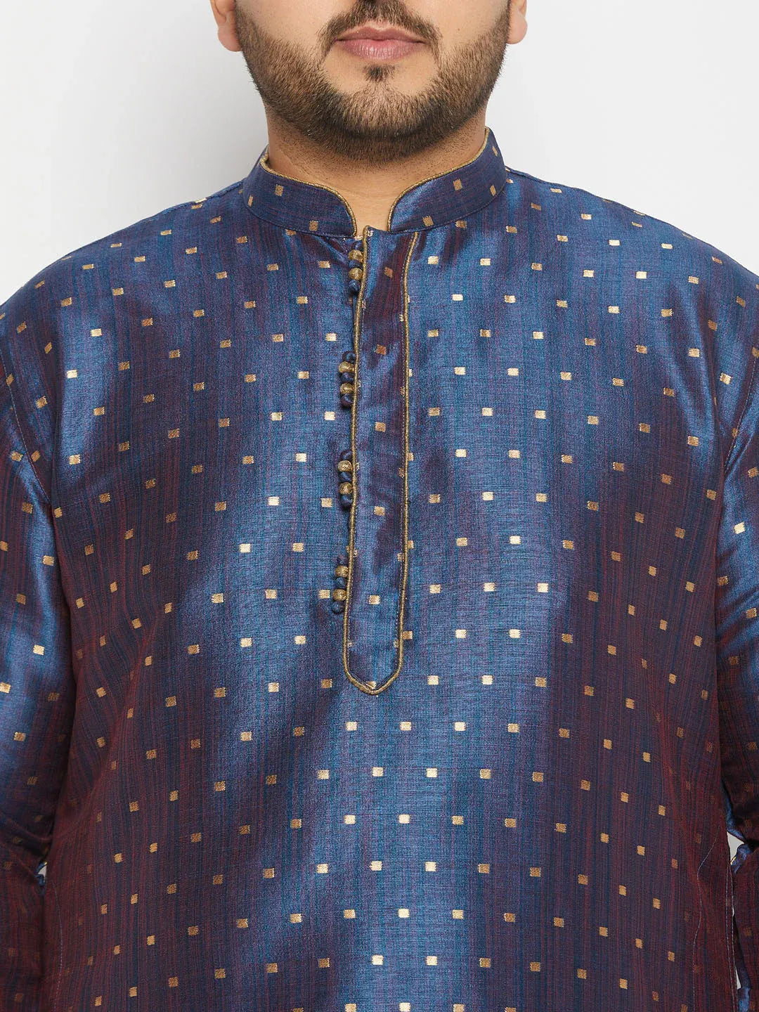 Men's Plus Size Zari Weaved Kurta Dhoti Set