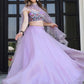 Fabulous Lavender Organza Lehenga With Embroidered Choli