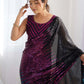 Alluring Black Sequins Georgette Cocktail Party Wear Saree With Blouse