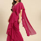 Blouse with prestiched frill Gown with Attached Drape