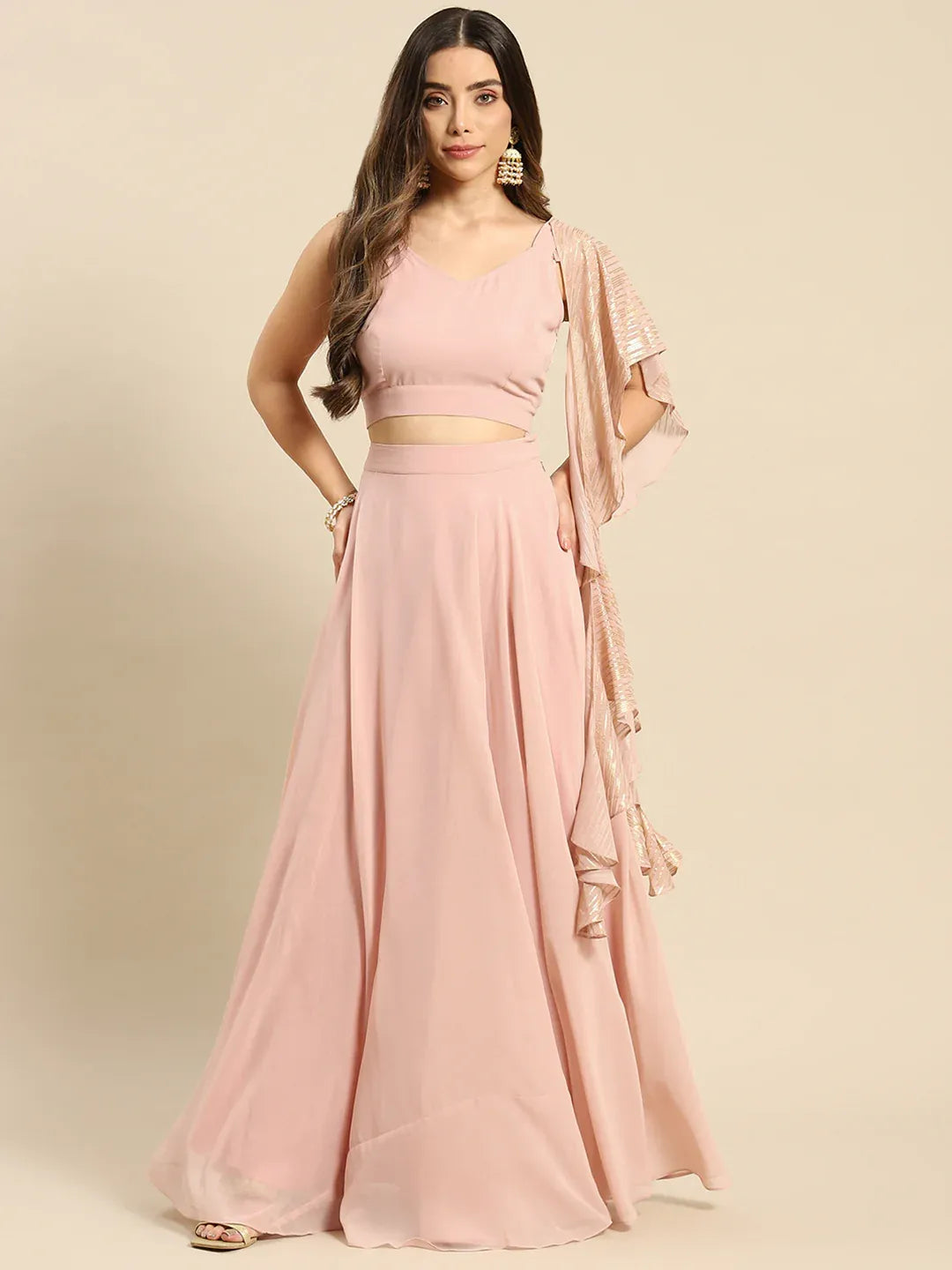 Flared skirt with crop top in Pastel Colors