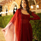 Maroon Blush Embroidered Georgette Suit Set