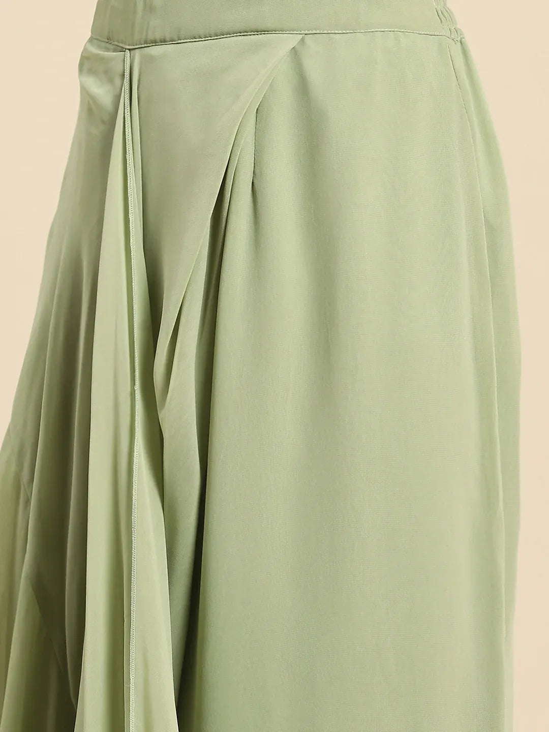 Blouse with prestiched frill Gown with Attached Drape