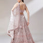 Rose gold and silver net mirror and sequins embroidery semi-stitched lehenga choli with dupatta for women, view 7