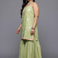Plus Size Floral Printed Gotta Patti Pure Cotton Kurta & Sharara Set
