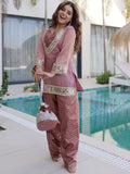 Fabulous Mirror Work Organza Function Wear Top With Palazzo