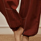 Womens Maroon V-Neck Cambric Crop Top with Joggers Yoga Pants