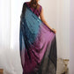 Alluring Black Sequins Georgette Cocktail Party Wear Saree With Blouse