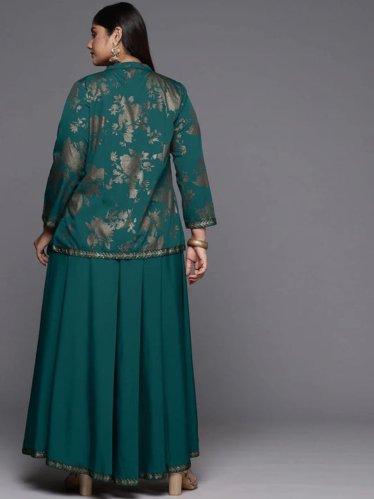 Plus Size Printed Top, Jacket With Skirt - Co-Ord Set