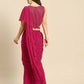 Blouse with prestiched frill Gown with Attached Drape