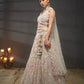 Cream - Multi Sequins Heavy Zarkan Net Embroidered Semi-Stitched Bridal Lehenga choli