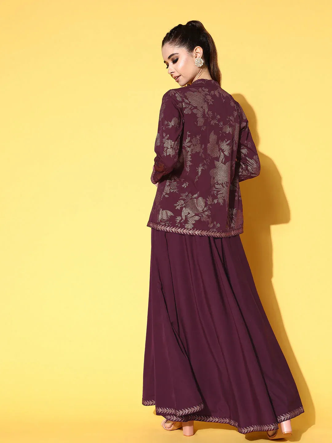 Stylish Printed Top & Jacket With Skirt - Co-ord Set