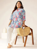 Plus Size Pure Cotton Floral Printed A-line Tunic