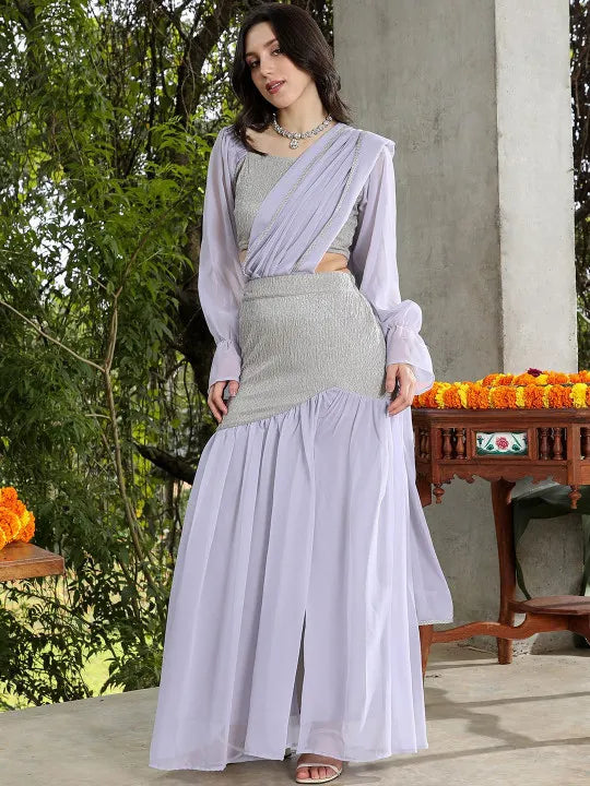Poly Georgette Fusion Saree