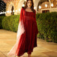Maroon Blush Embroidered Georgette Suit Set