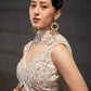 Cream - Multi Sequins Heavy Zarkan Net Embroidered Semi-Stitched Bridal Lehenga choli