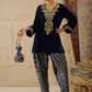 Ethnic Motifs Embroidered Thread Work Velvet Kurta With Patiala