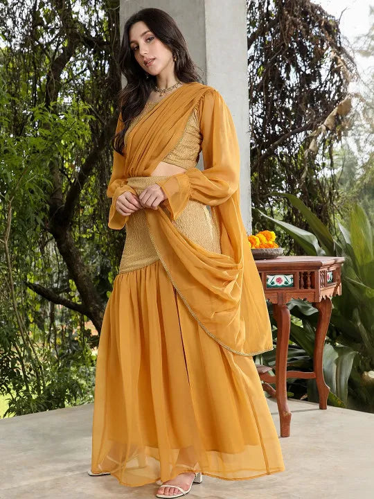 Poly Georgette Fusion Saree