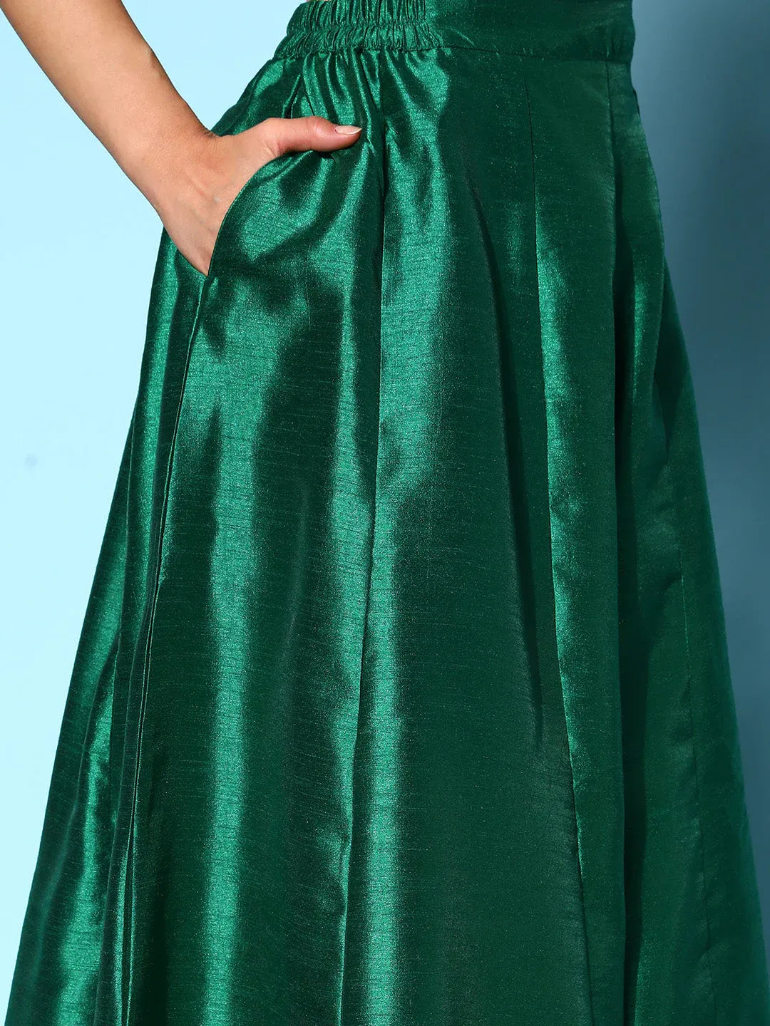 Green & Gold-Toned Printed Co-ords
