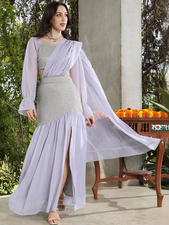 Poly Georgette Fusion Saree