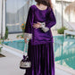 Teal blue and purple velvet mirror work sharara set for women, festive party wear, view 14