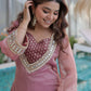 Fabulous Mirror Work Organza Function Wear Top With Palazzo