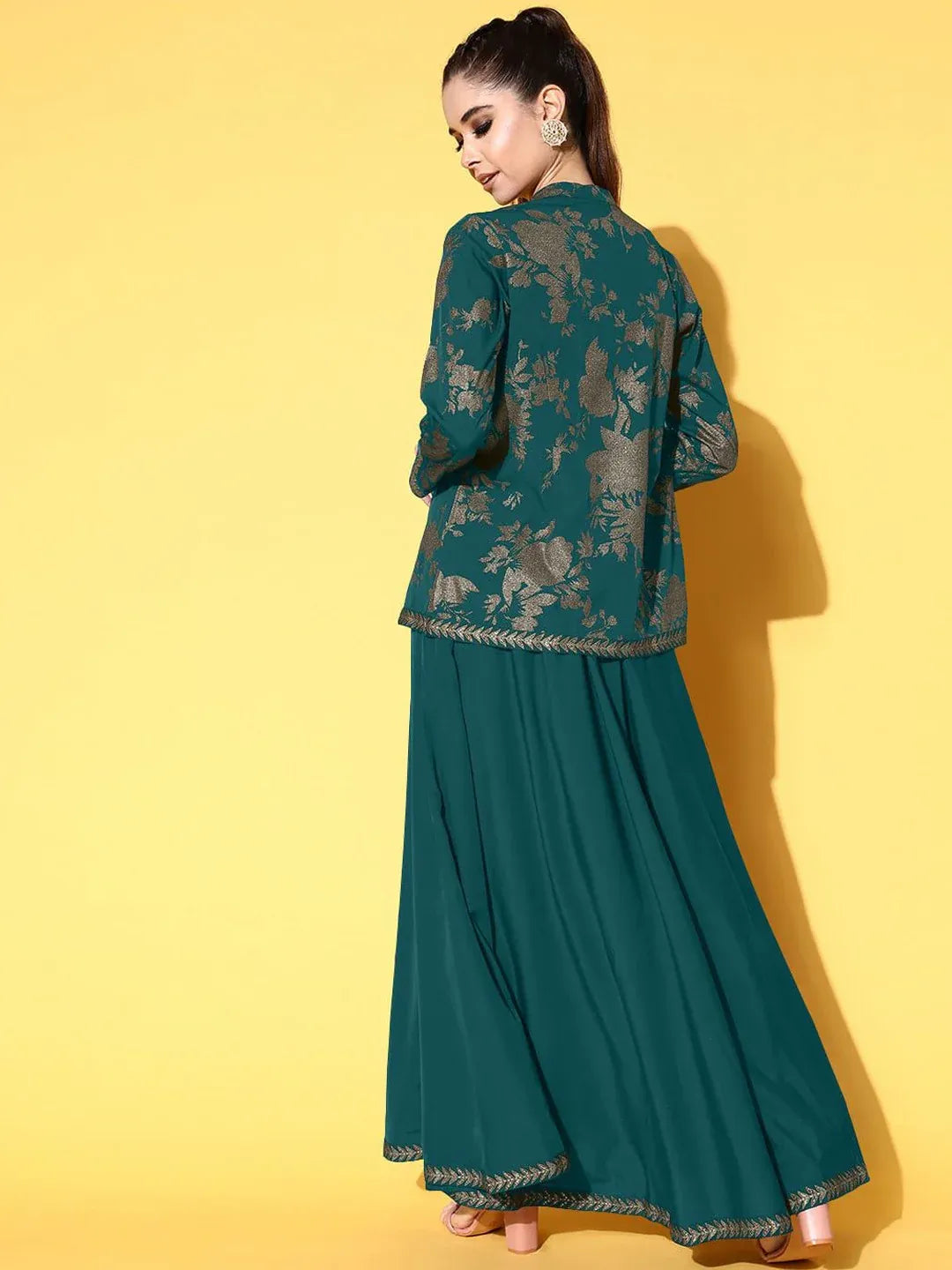 Stylish Printed Top & Jacket With Skirt - Co-ord Set