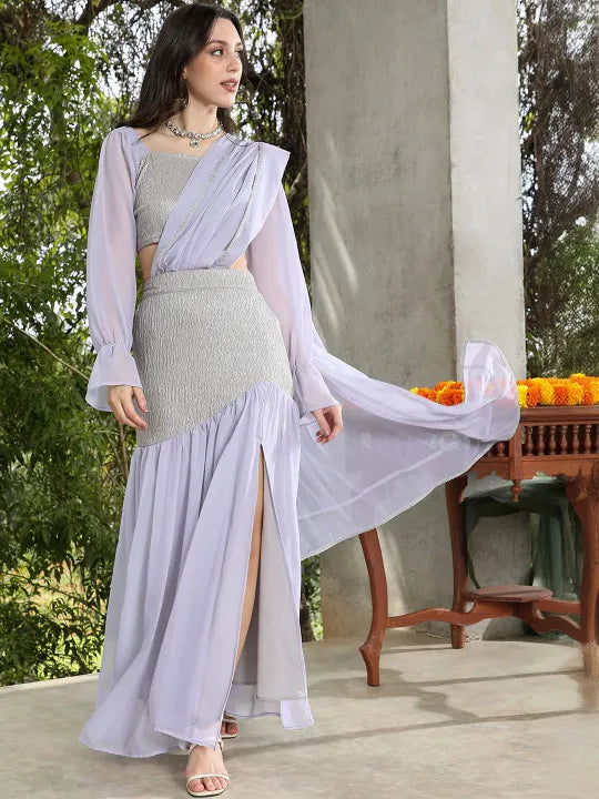 Poly Georgette Fusion Saree