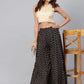 Black Ethnic Motif Printed Rayon Flared Women Palazzo With One Pocket