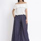 Navy Blue Ethnic Motif Printed Rayon Flared Women Palazzo With One Pocket