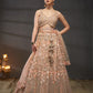 Peach - Multi Sequins Embroidered Net Semi-Stitched Bridal Lehenga choli