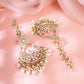 Pearl Cluster Kundan Chandbali with Ear Chain