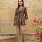 Floral Printed V-Neck, A-Line Tie-Ups Peplum Print Cotton Top