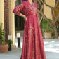 Maroon Ethnic Motif Printed Rayon Anarkali Dress