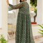 Bottle Green Digital Printed Georgette Designer Sharara Suit With Jacket