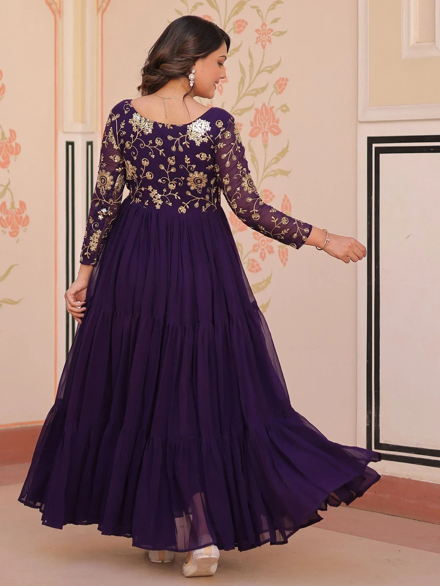 Beautiful Sequins Embroidered Festival Wear Gown