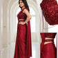 Embroidered Embellished Pre Draped Ready to Wear Lycra Saree Maroon