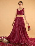 Women Sequins Sleeveless Crop Top With Anarkali Skirt