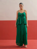 Women Embroidered Strappy Top With Dhoti Skirt